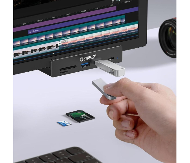 Orico Aktywny hub 10Gbps, przykręcany, 2x USB-A, SD, USB-C, czarny - 1542864 - zdjęcie 3